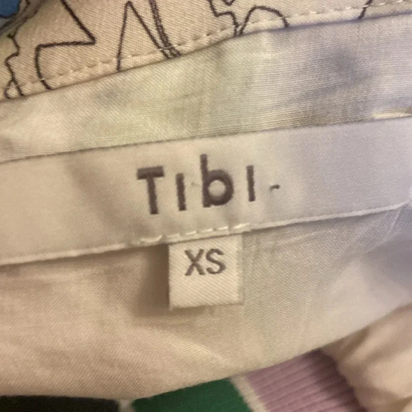 Tibi Arielle Tie Neck 100% Silk Dress Sz XS Puff Sleeve - Picture 8 of 10